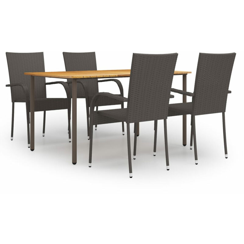 

Set de muebles de comedor de jardin 5 piezas de ratan marron