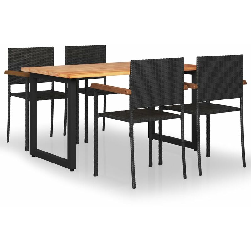 

Set de muebles de comedor de jardín 5 piezas de ratán negro