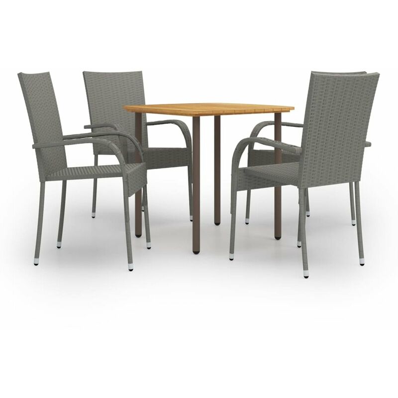 

Set de muebles de comedor de jardin 5 piezas ratan PE gris