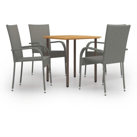 Set de muebles de comedor de jardín 5 piezas ratán PE gris