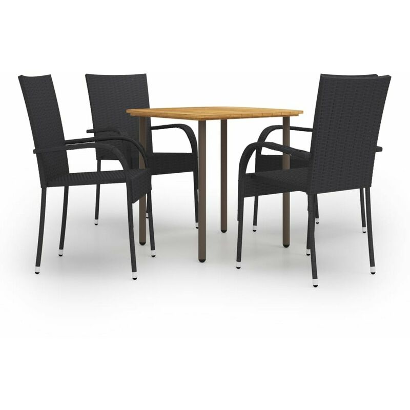 

Set de muebles de comedor de jardin 5 piezas ratan PE negro