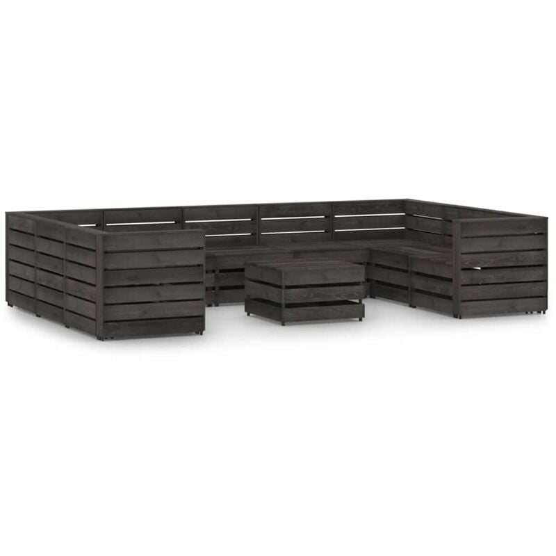 

Set de muebles de jardin 10 pzas madera de pino impregnada gris