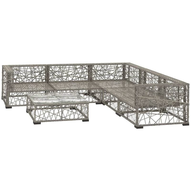 

Set de muebles de jardin 10 pzas y cojines ratan sintetico gris