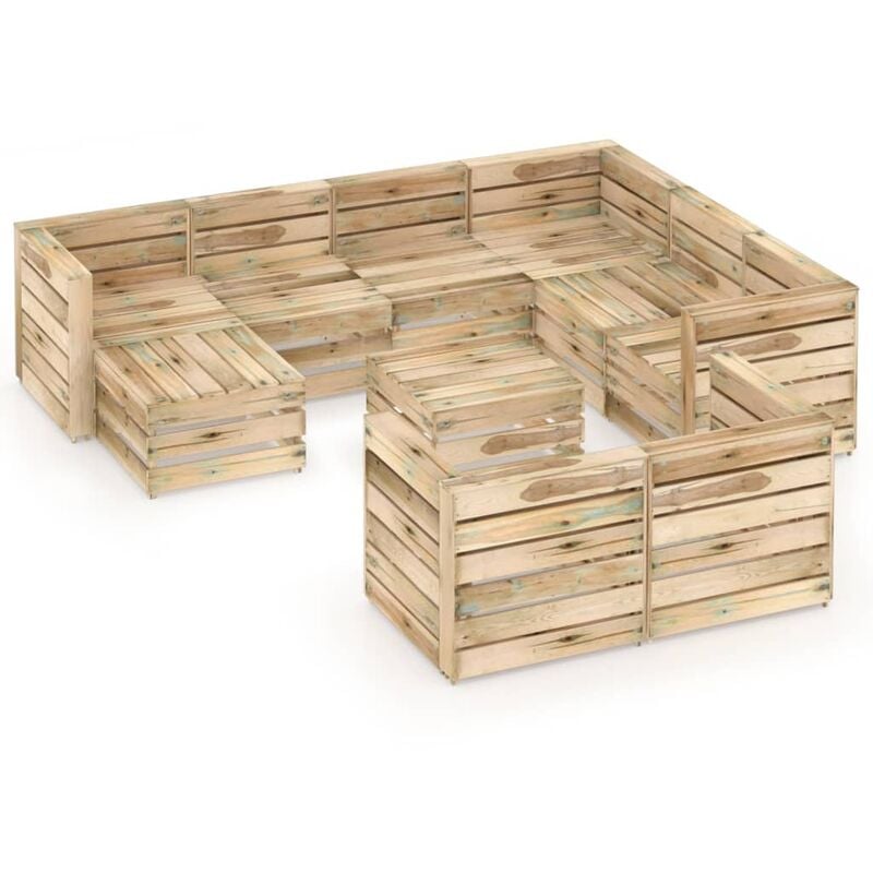 

Set de muebles de jardín 10 pzs madera de pino impregnada verde