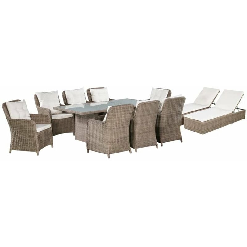 

Set de muebles de jardin 11 piezas ratan sintetico marron