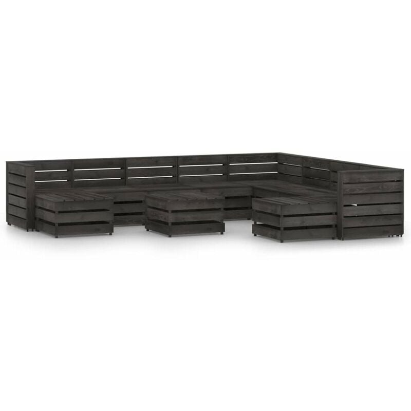 

Set de muebles de jardin 11 pzas madera de pino impregnada gris