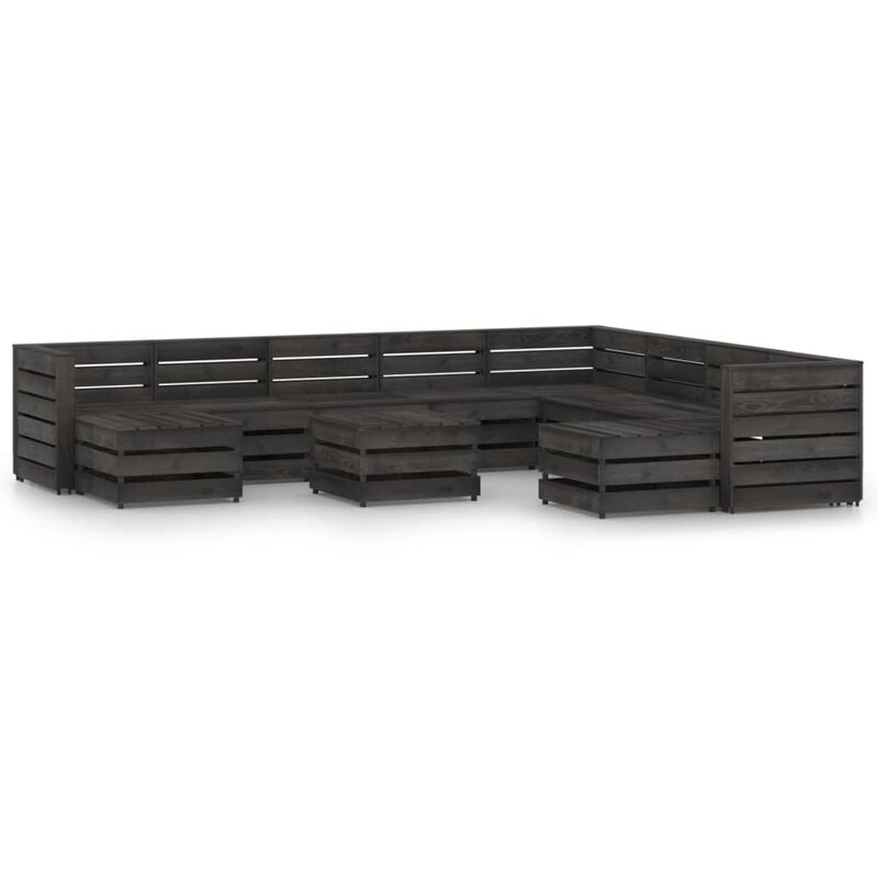 

Set de muebles de jardín 11 pzas madera de pino impregnada gris