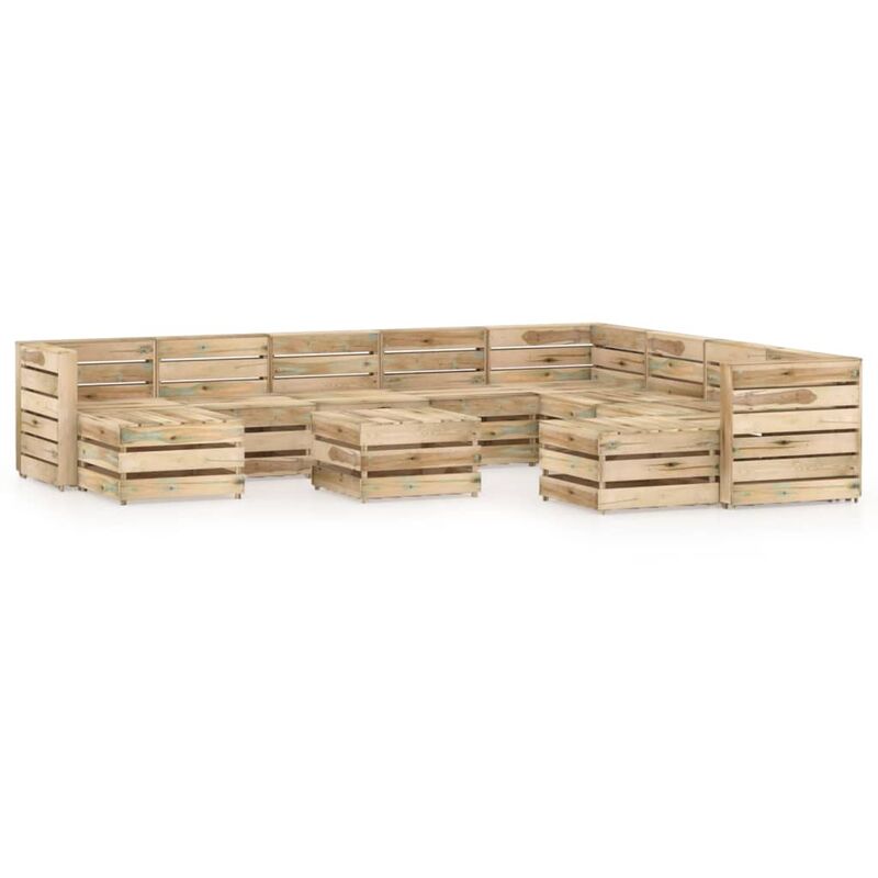 

Set de muebles de jardín 11 pzas madera pino impregnada verde