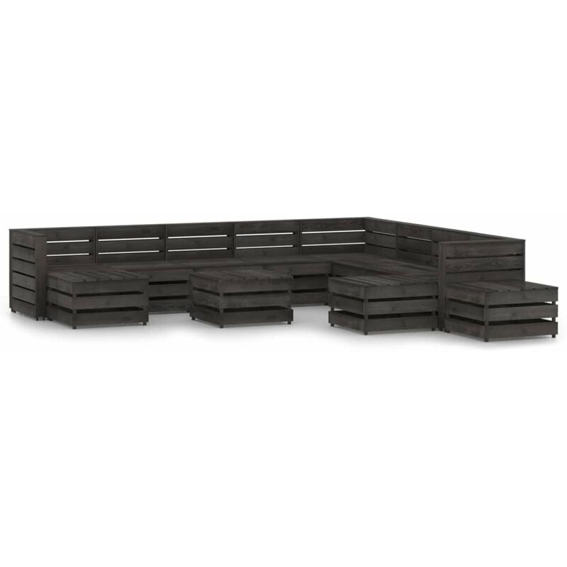 

Set de muebles de jardin 12 pzas madera de pino impregnada gris