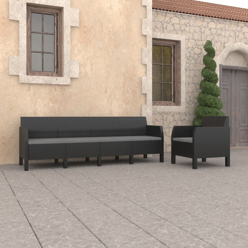 

Set de muebles de jardin 2 piezas con cojines PP gris antracita