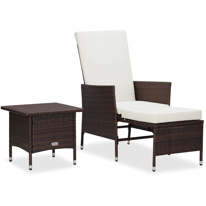 

Set de muebles de jardín 2 piezas con cojines ratán PE marrón