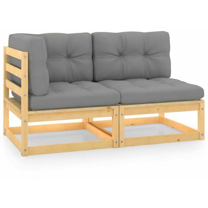 

Happyshopping - Set de muebles de jardin 2 pzas con cojines madera maciza pino
