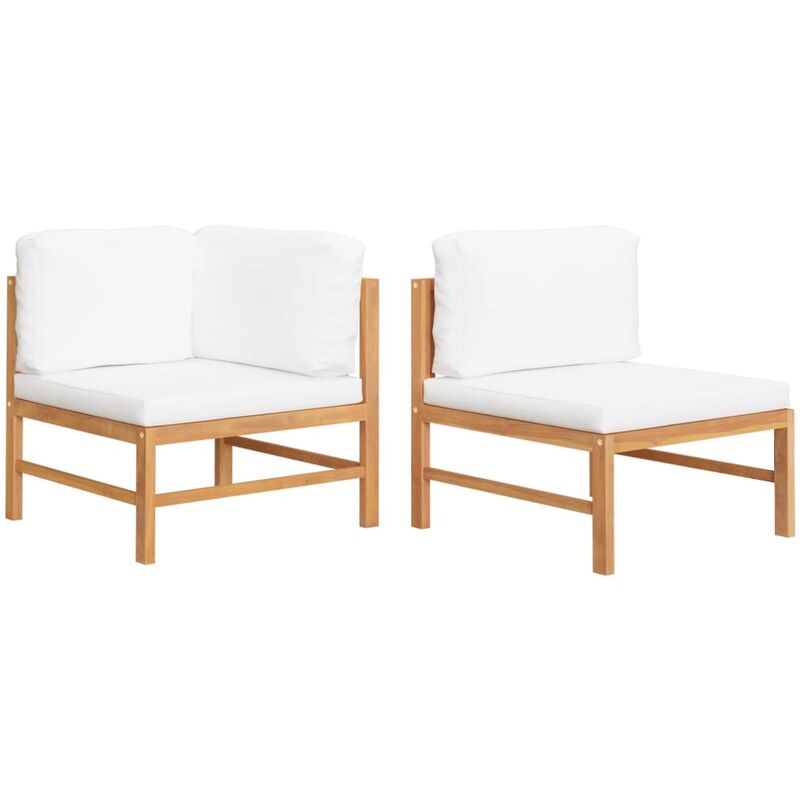 

Set de muebles de jardín 2 pzas madera de teca y cojines crema