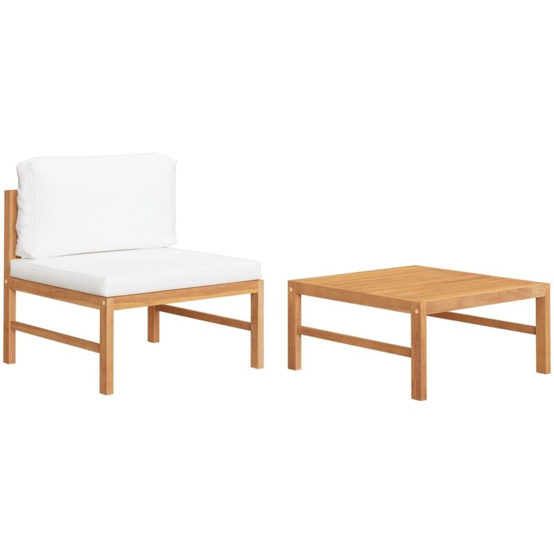 

Set de muebles de jardín 2 pzas madera de teca y cojines crema