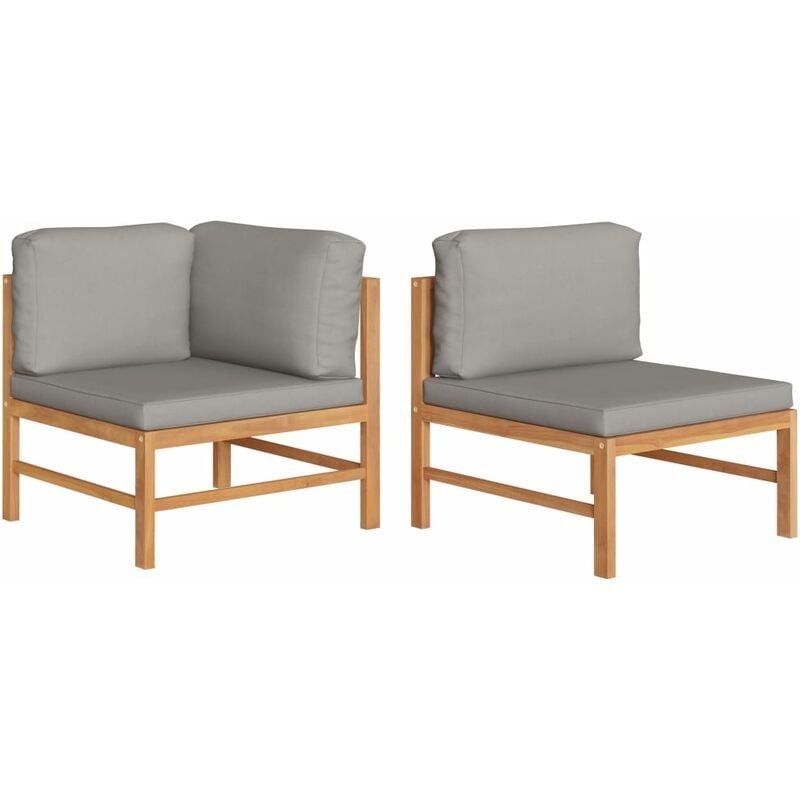 

Set de muebles de jardín 2 pzas madera teca cojines gris oscuro