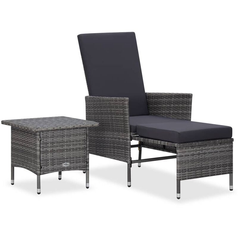 

Set de muebles de jardín 2 pzas y cojines ratán sintético gris