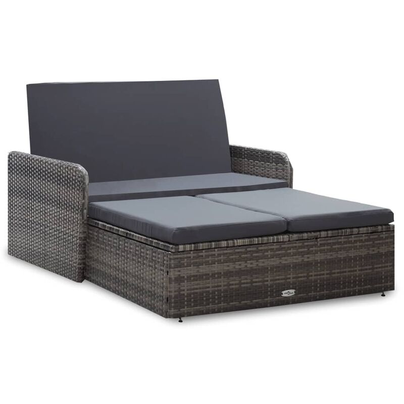 

Set de muebles de jardín 2 pzas y cojines ratán sintético gris