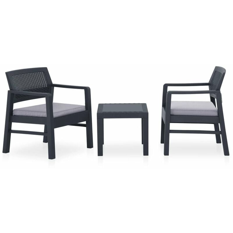 

Set de muebles de jardin 3 piezas con cojines plastico gris