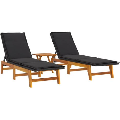 Set de muebles de jardín 3 piezas ratán sintético madera acacia vidaXL