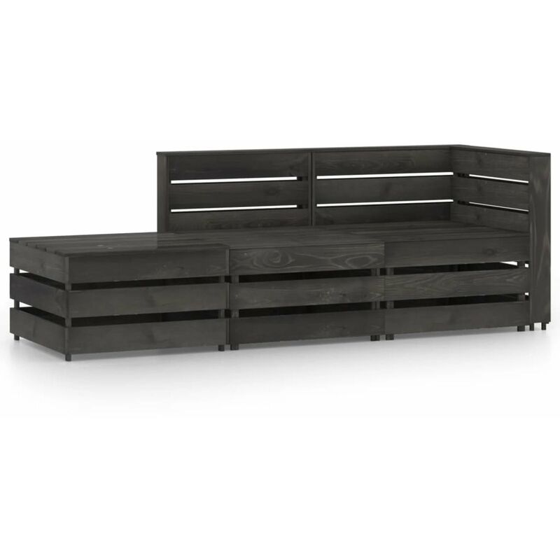 

Set de muebles de jardin 3 pzas madera de pino impregnada gris