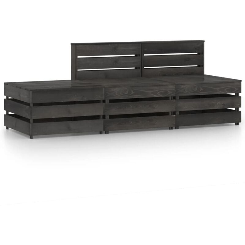 

Set de muebles de jardín 3 pzas madera de pino impregnada gris