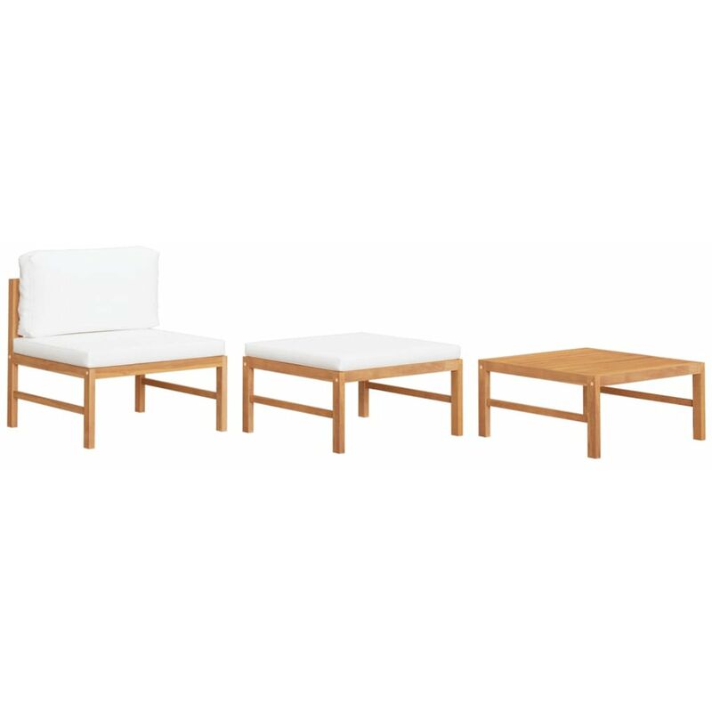 

Set de muebles de jardin 3 pzas madera de teca y cojines crema