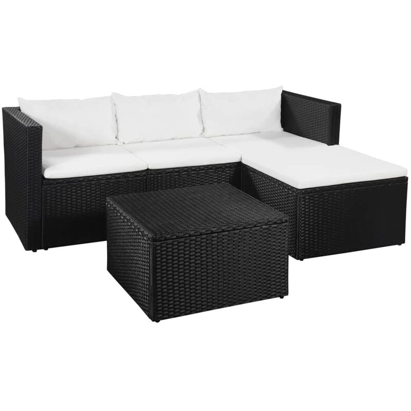 

Set de muebles de jardín 3 pzas ratán sintético negro y blanco