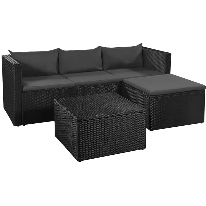 

Set de muebles de jardín 3 pzas ratán sintético negro y gris