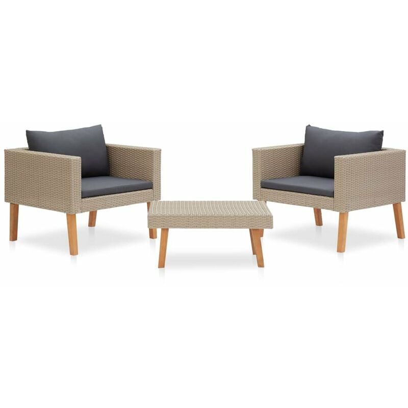 

Set de muebles de jardin 3 pzas y cojines ratan sintetico beige