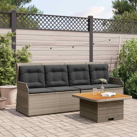 Set de muebles de jardín 3 pzas y cojines ratán sintético gris vidaXL