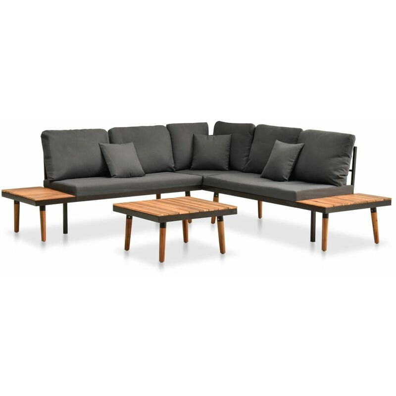 

Set de muebles de jardín 4 piezas con cojines madera de acacia