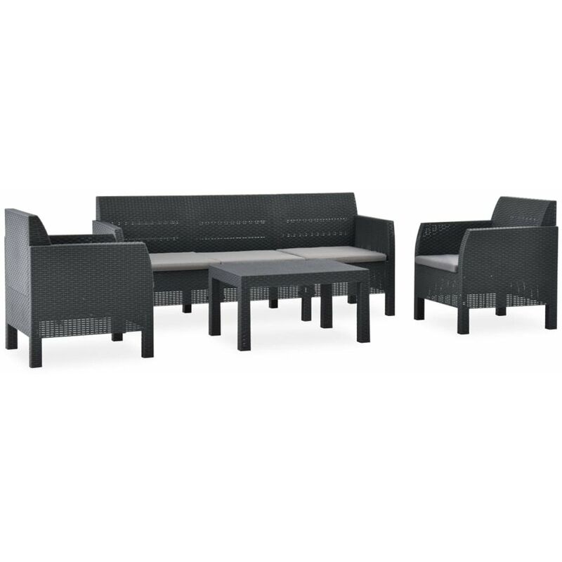 

Set de muebles de jardin 4 piezas con cojines PP gris antracita