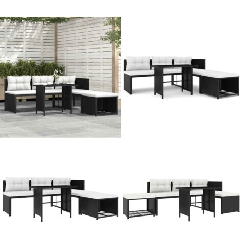 Set de muebles de jardín 4 piezas ratán sintético negro - Sofás de jardín - Tumbonas