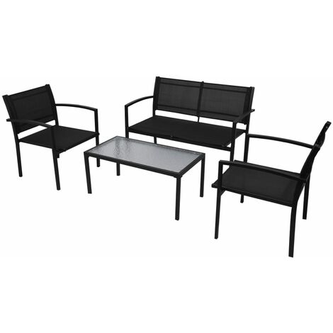 Set de muebles de jardín 4 piezas textilene negro vidaXL - Negro