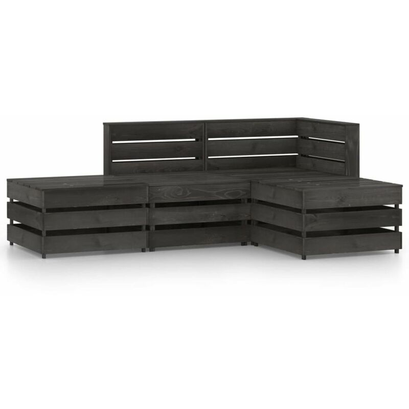 

Set de muebles de jardin 4 pzas madera de pino impregnada gris