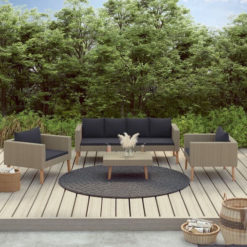 

Set de muebles de jardín 4 pzas y cojines ratán sintético beige