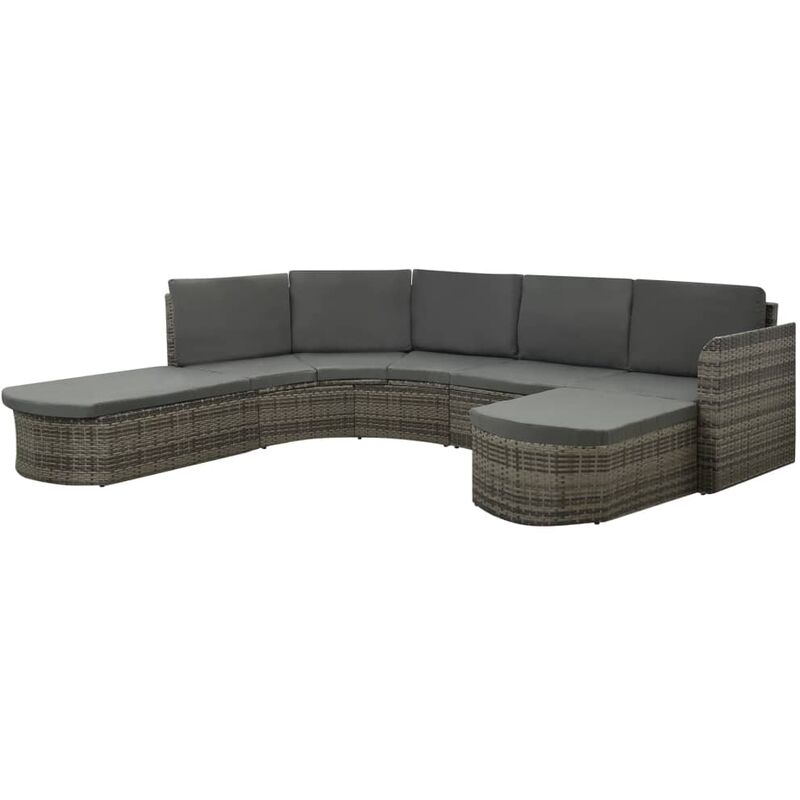 

Set de muebles de jardín 4 pzas y cojines ratán sintético gris