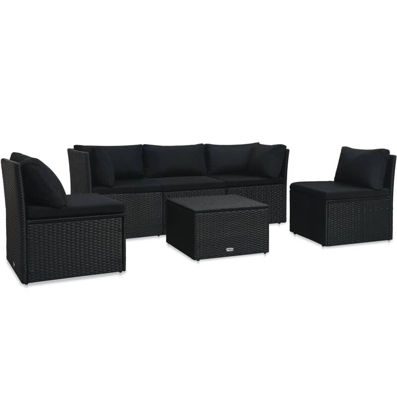 

Set de muebles de jardín 4 pzas y cojines ratán sintético negro