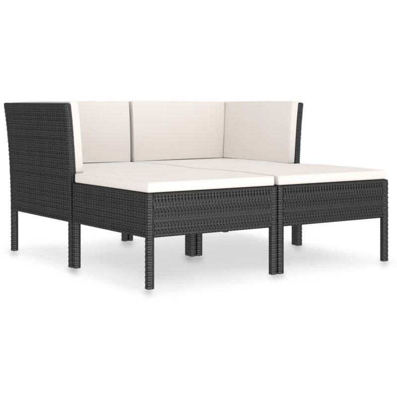 

vidaXL Set de muebles de jardín 4 pzas y cojines ratán sintético negro - Negro