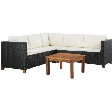 Set de muebles de jardín 4 pzas y cojines ratán sintético Set De Muebles De Jardín 4 Pzas Y Cojines Ratán Sintético