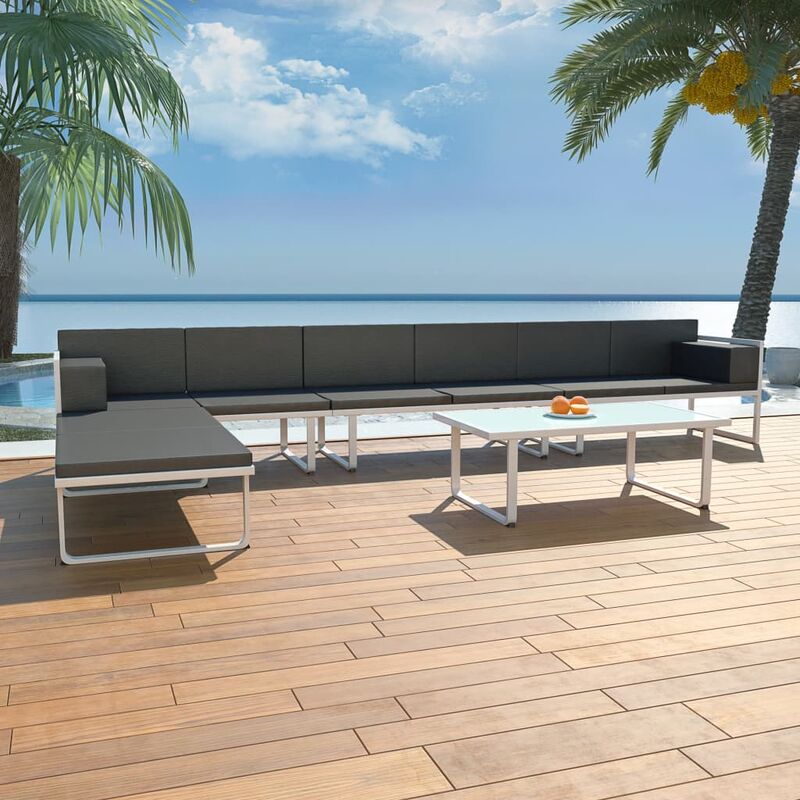 

Set de muebles de jardín 5 piezas textilene aluminio negro