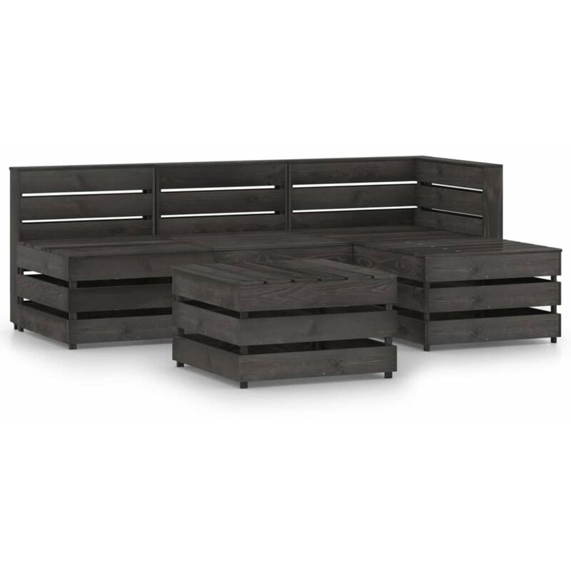

Set de muebles de jardin 5 pzas madera de pino impregnada gris