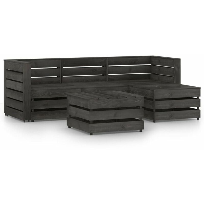 

Set de muebles de jardin 5 pzas madera de pino impregnada gris