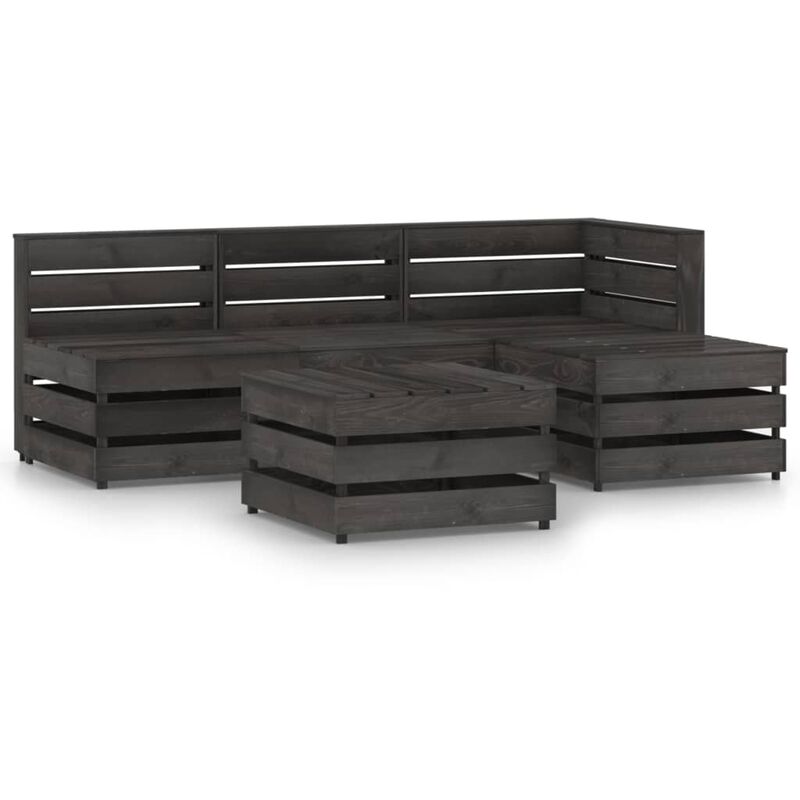 

Set de muebles de jardín 5 pzas madera de pino impregnada gris
