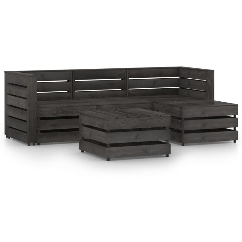 

Set de muebles de jardín 5 pzas madera de pino impregnada gris