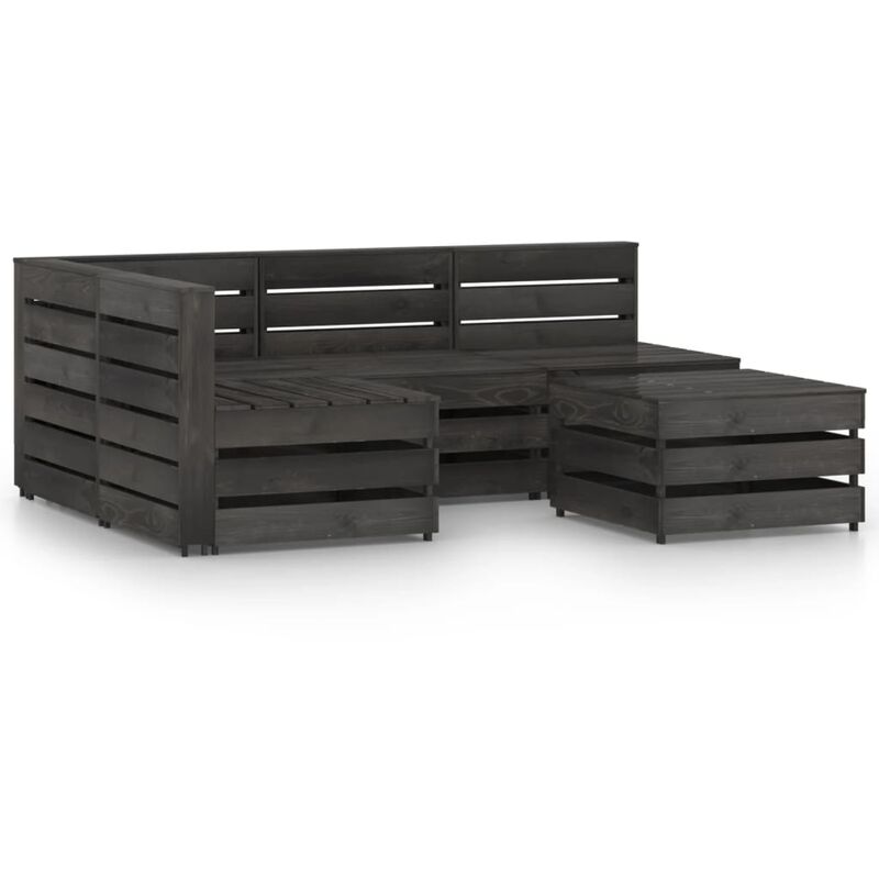 

Set de muebles de jardín 5 pzas madera de pino impregnada gris