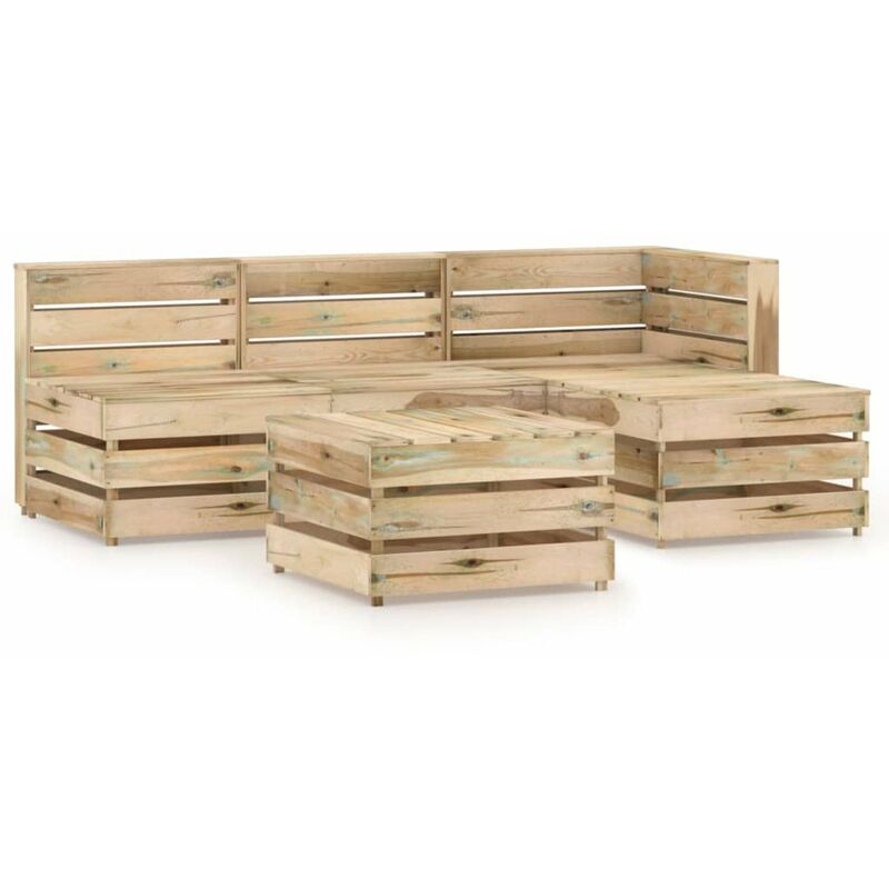 

Set de muebles de jardin 5 pzas madera de pino impregnada verde