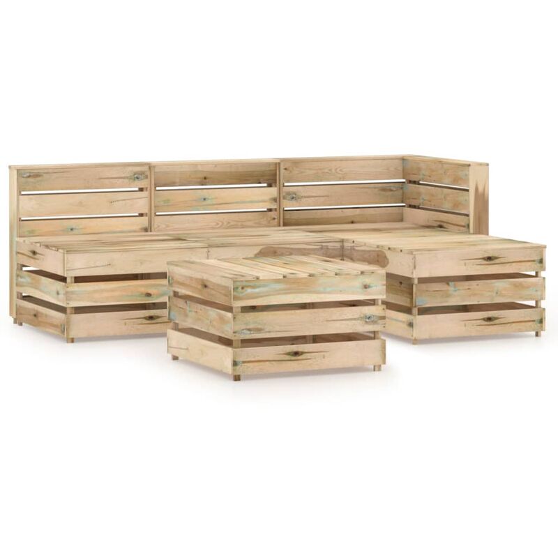 

Set de muebles de jardín 5 pzas madera de pino impregnada verde