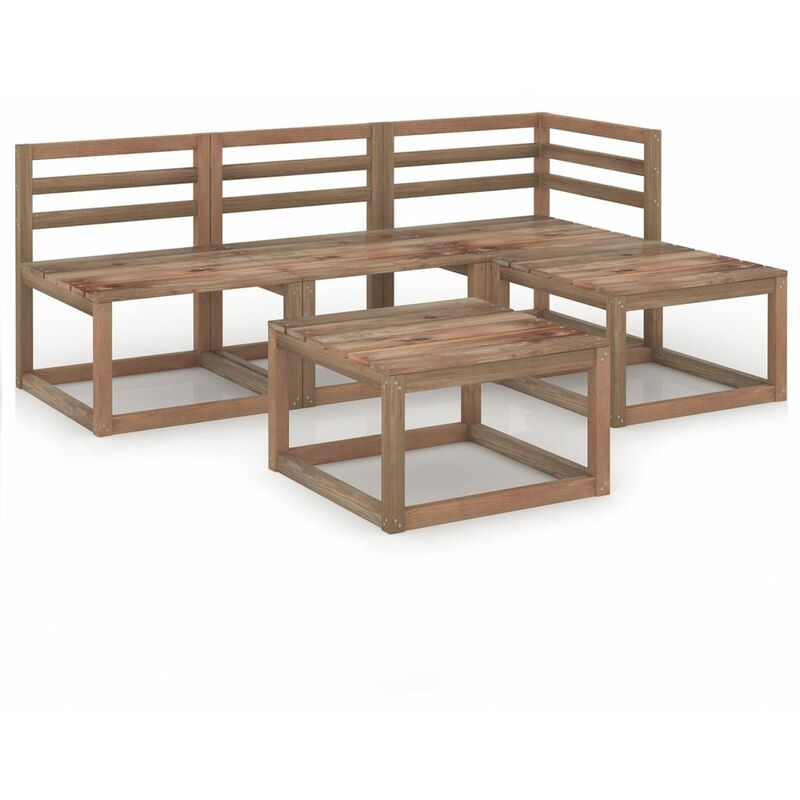 

Set de muebles de jardín 5 pzas madera pino impregnado marrón