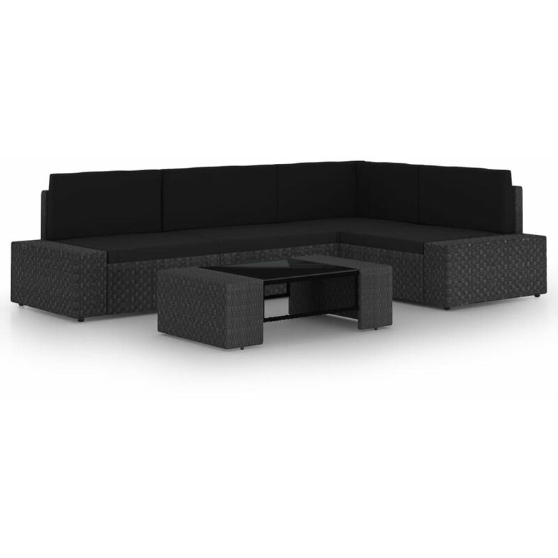 

Set de muebles de jardin 5 pzas ratan sintetico y cojines negro